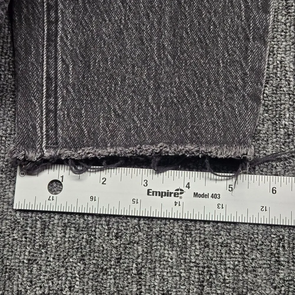 H&M Women’s Jeans 8 Black High Waist Straight Leg Frayed Hem Ankle Denim